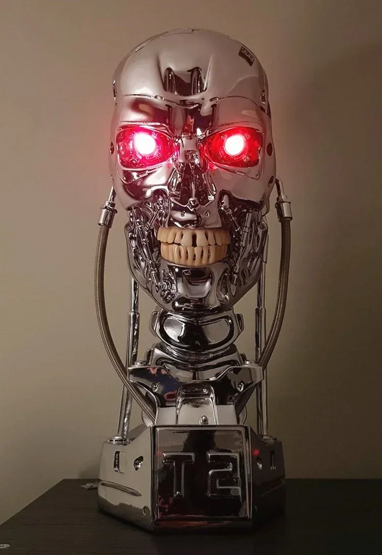 1/1 Scale Replica Resin Terminator T800 Skull Endoskeleton Lift-Size Bust Figure light LED EYE T-800 T2 statue model Home decor