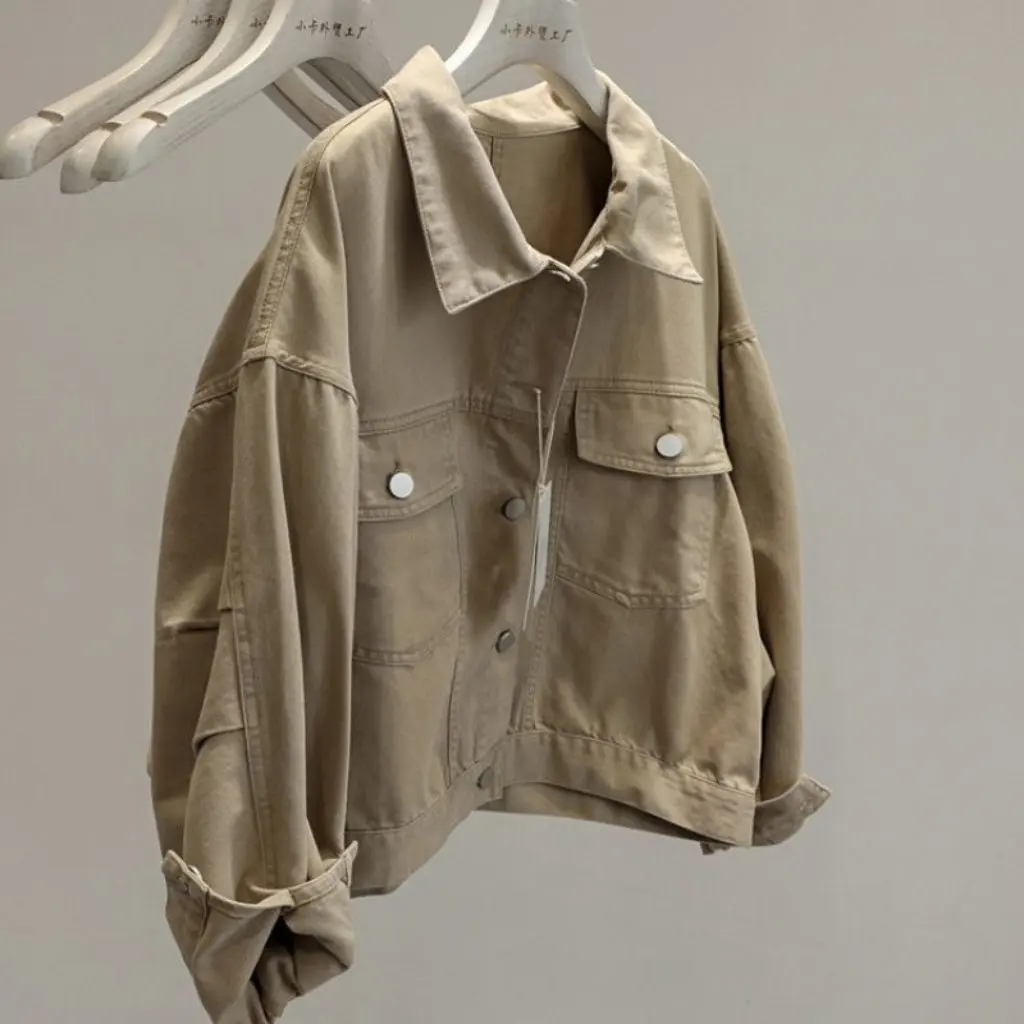 

Women's A6C Cotton Material Spring Trend Loose Casual Tooling Style Versatile Short Coat