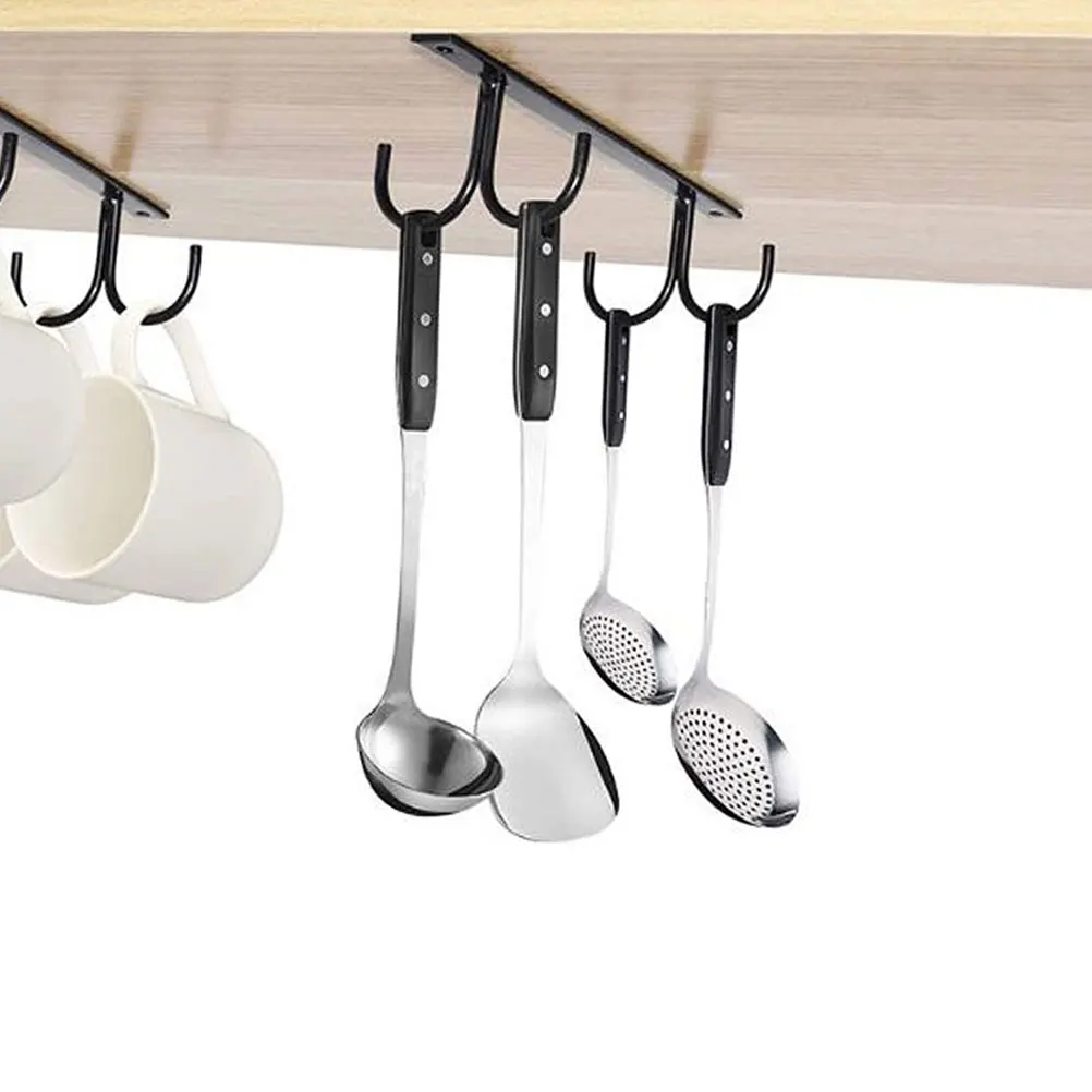 

3pcs Black Iron Cabinet Hook Under Cabinet Mug Rack Kitchen Accessory Drying Rack Coffee Mug Holder Metal Cup Hanger Strong