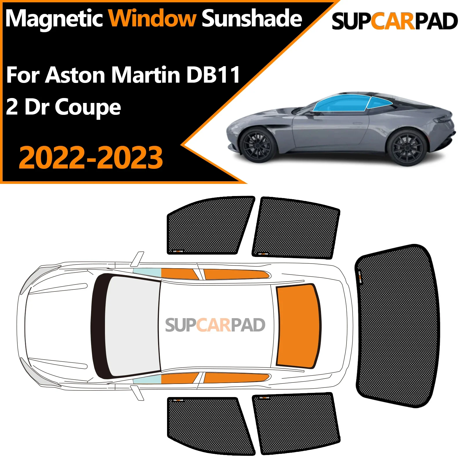 

Custom Car Window Sunshade For Aston Martin DB11 2 Dr Coupe 2022-2023 Magnetic Curtain Mesh Front Windshield Frame Curtain