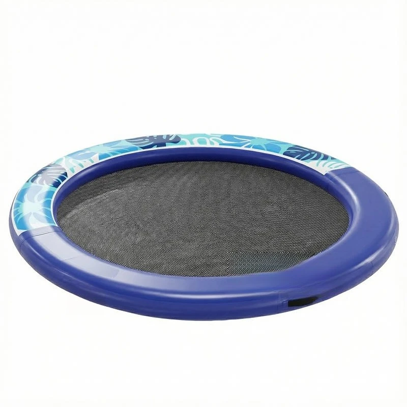 

8FT Inflatable Water Hammock Floating Ring, Inflatable Floating Dock Platform for for Lakes, Pools, Oceans, Blue