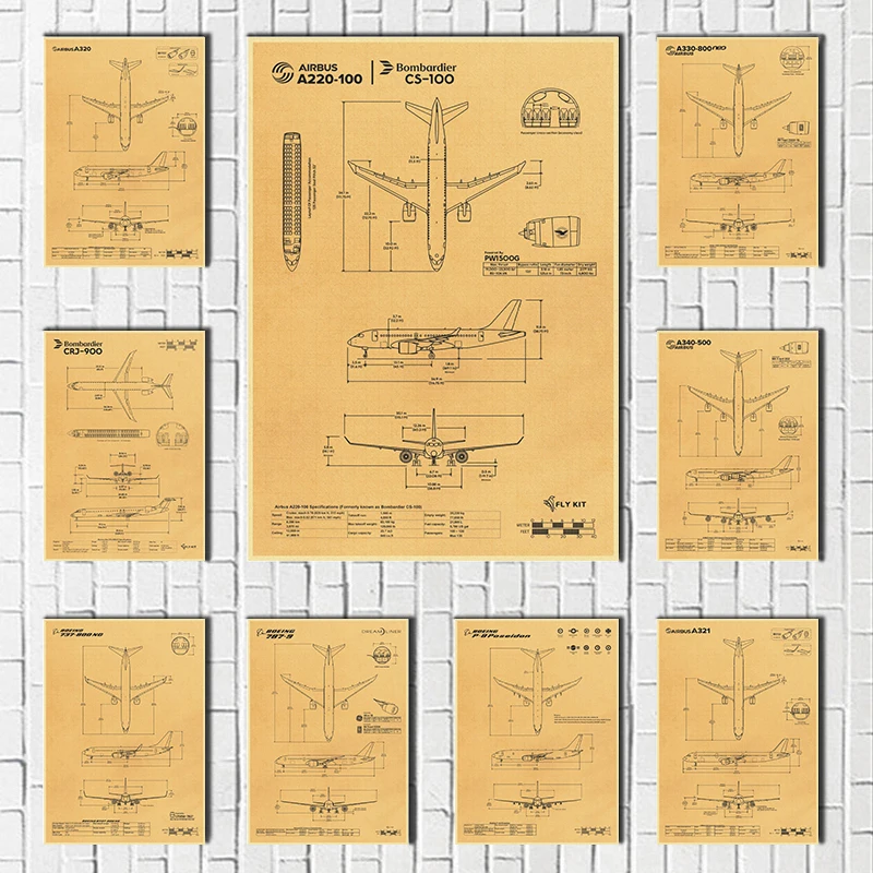 الخطوط الجوية الشهيرة بوينغ 737/777/787 الملصقات كرافت ورقة اللوحة جدار الفن طائرة طائرة طائرة صور لغرفة ديكور المنزل