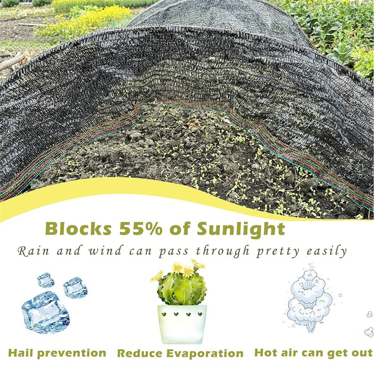 

НОВАЯ 55% ткань для тента для сада, солнцезащитная сетка, устойчивая к ультрафиолетовому излучению сетка для овощей, цветов, теплицы, приподнятая кровать