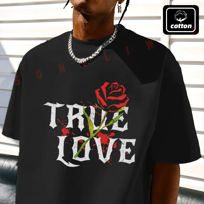 

True Love Creative Design Moto T-Shirt Vintage Cotton Plain Mens Funny T Shirts Casual Harajuku Clothes