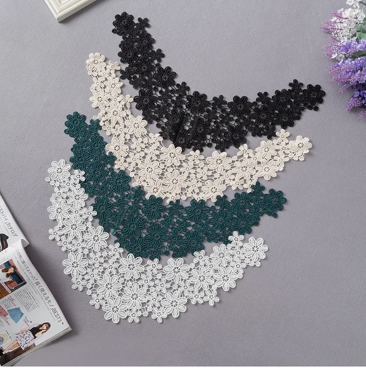 5 Colors High Quality Lace Fabric Embroidered Applique Neckline For DIY Dresses Fake Collar Sewing Supplies Scrapbooking