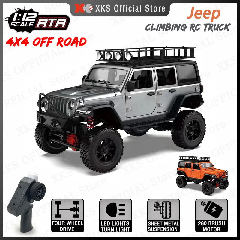 MN MN128 1/12 Jeep Model RC Car 2.4G Remote Control LED Light 4X4 Off Road 4WD Climbing RC Truck Electric Toy Car Gift for Boy