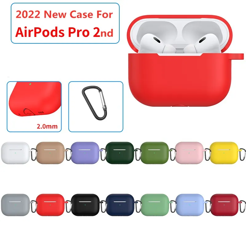 

Case For Apple AirPods Pro2 Generation Liquid Silicone Airpodspro2 funda Protector Accessories with keychain for Airpods Pro 2