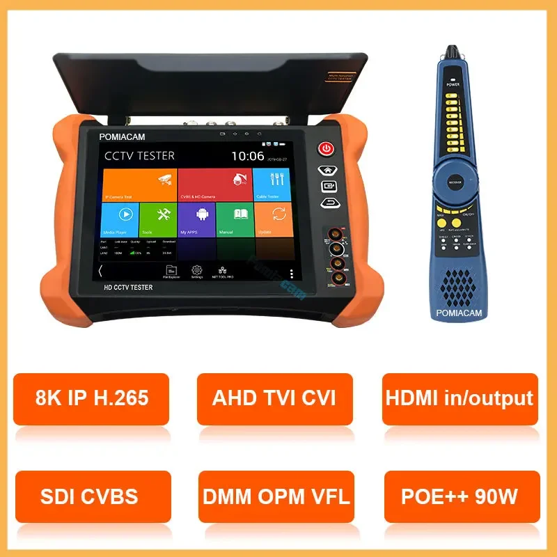 

X9-MOVTADHS Pro 8K IP camera tester 8MP TVI/CVI/ AHD/CVBS Camera Tester with POE++ Max 90W Power Output POE Camera Tester