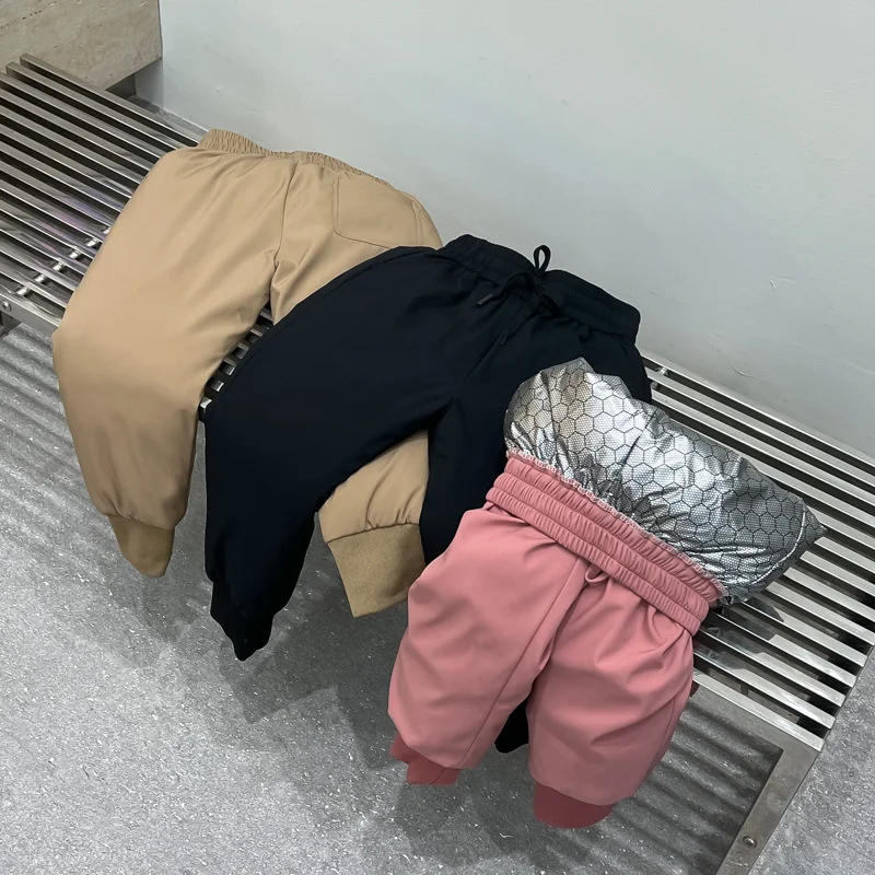 

New Children's Down Pants Kids Winter Warm Trousers Boys Girls Thicken Snow Pants 2025 Teenager Solid Color Clothing 5-12Y