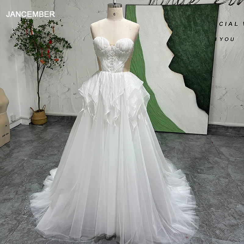 Luxury White/Ivory A-line Long Wedding Dress Boho Lace Strapless Women Marriage Bridal Gowns Plus Size Vestido De Novia 2025