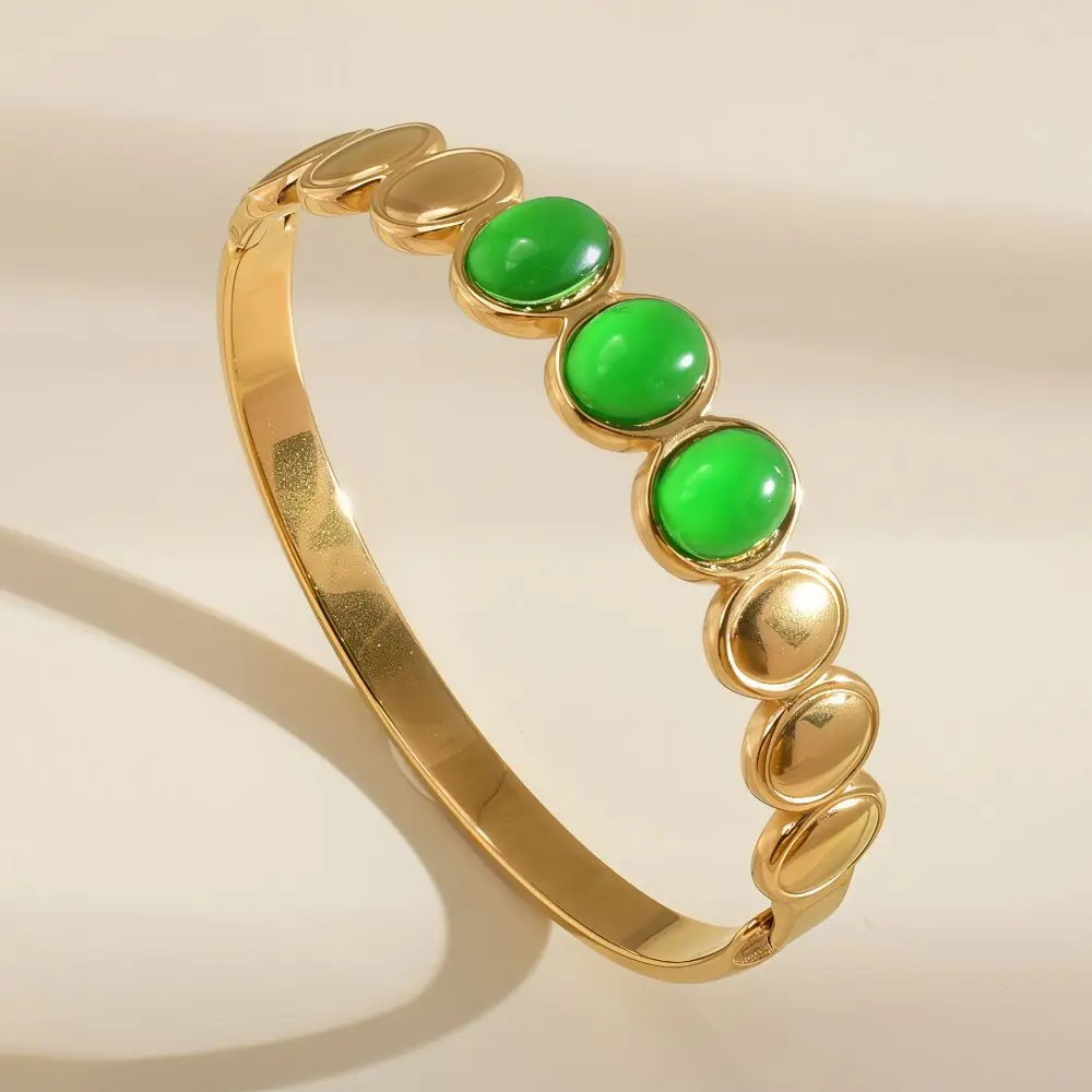 Alloy Cat's Eye Stone Bracelet Stackable Vintage Colored Dropper Oil Bangle Retro Colored Dropper Oil Women's Hand Bracelet