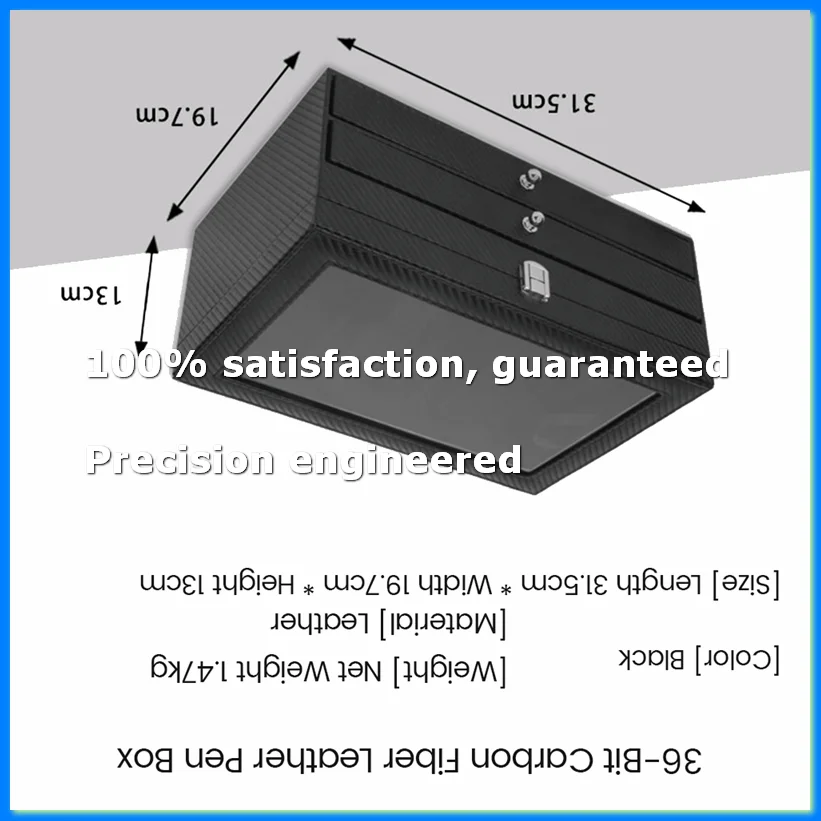 

36 Slots Wooden Pen Display Storage Box Luxury 3 Layer PU Pen Case Glass Window Fountain Case Pen-Collection Organizer 1-A09G
