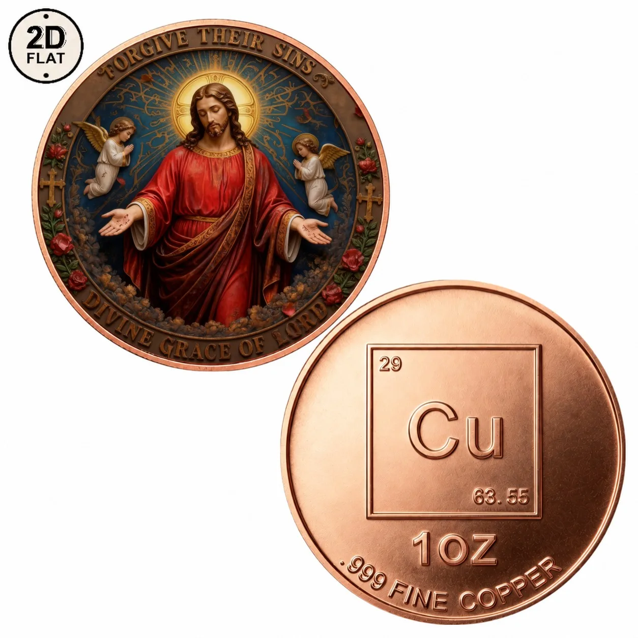 1pc 1oz .999 Fine Copper Jesus Christ Commemorative Coin Divine Grace Religious Challenge Coin Souvenir Gifts for Believers