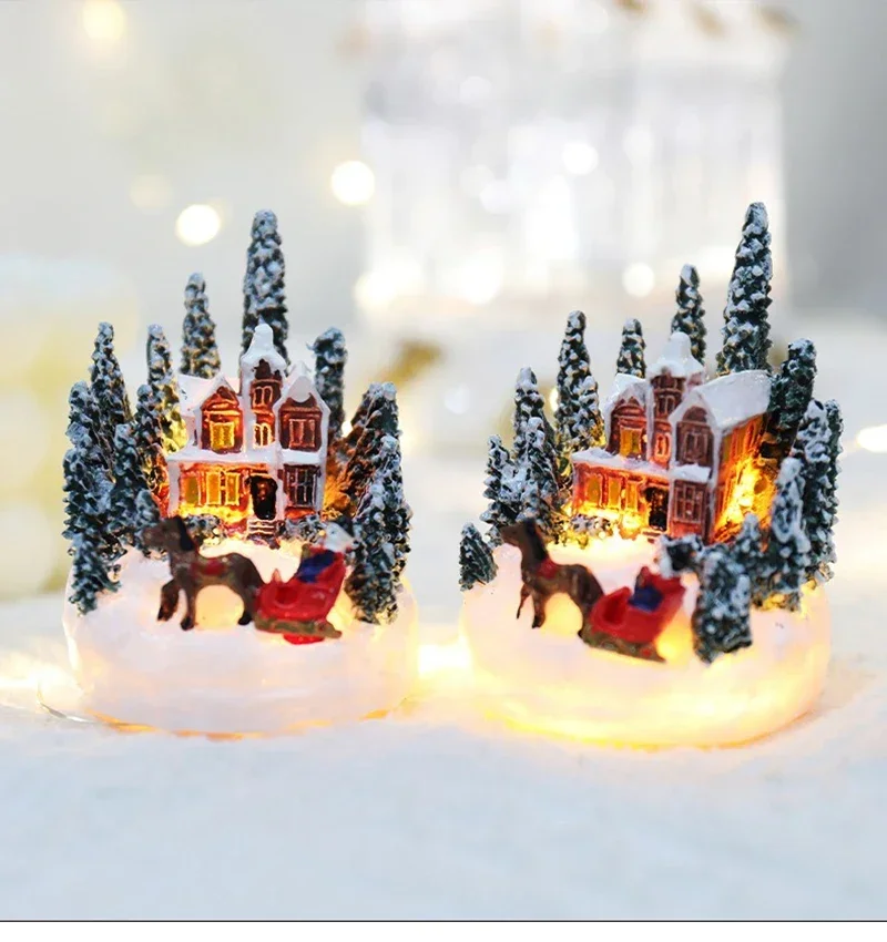 Christmas Decorations LED Night Lights Luminous Landscape House Children's Gift Christmas New Year Ornaments Festival Lighting