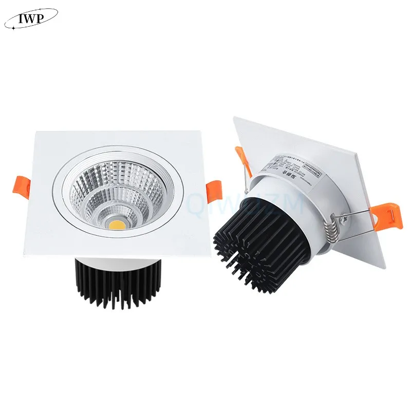 Anti-reflexo Praça LED COB Downlight, Refletor de teto regulável, Iluminação do quarto, AC 110V, 220V, 7W, 15W, 25W, 30W, 3000K, 4000K, 6000K