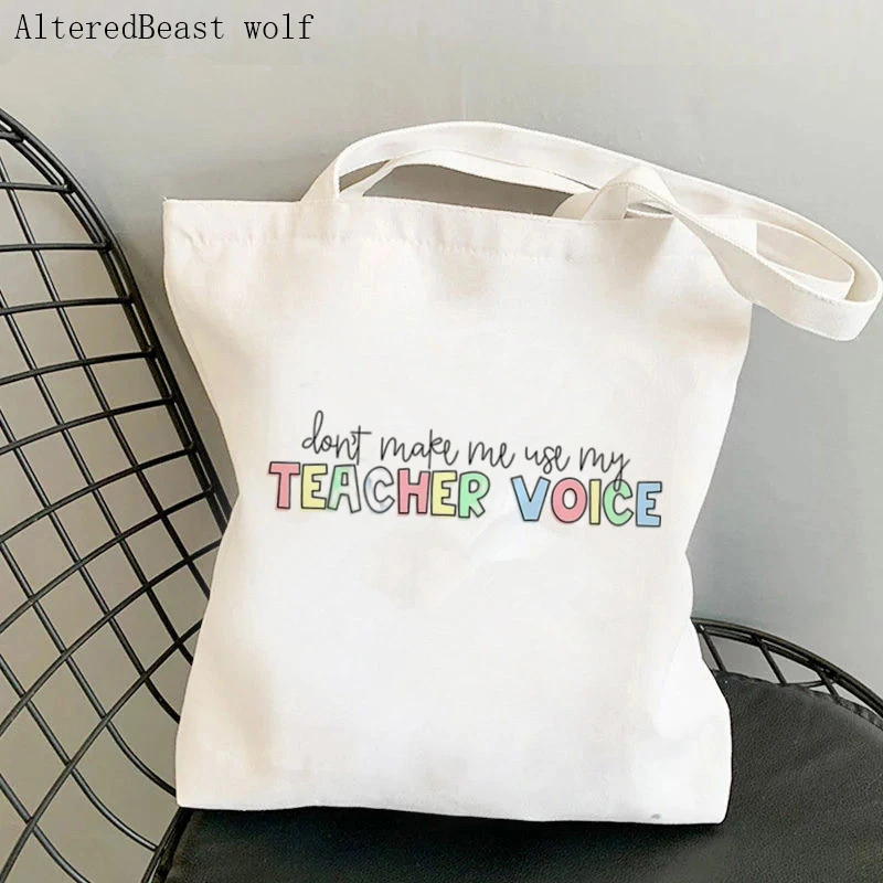 Teacher supplies Shopper bag English Teacher Printed Bag Shopping Canvas Shopper Bag girl handbag Tote Shoulder Lady gift Bag