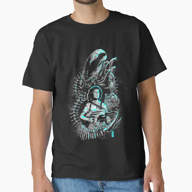 

0731 Xenomorph 80s vintage Horro movie Alien Ellen Ripley Sacry sic fi Space monster Gift T shirt large size Tops S-6XL