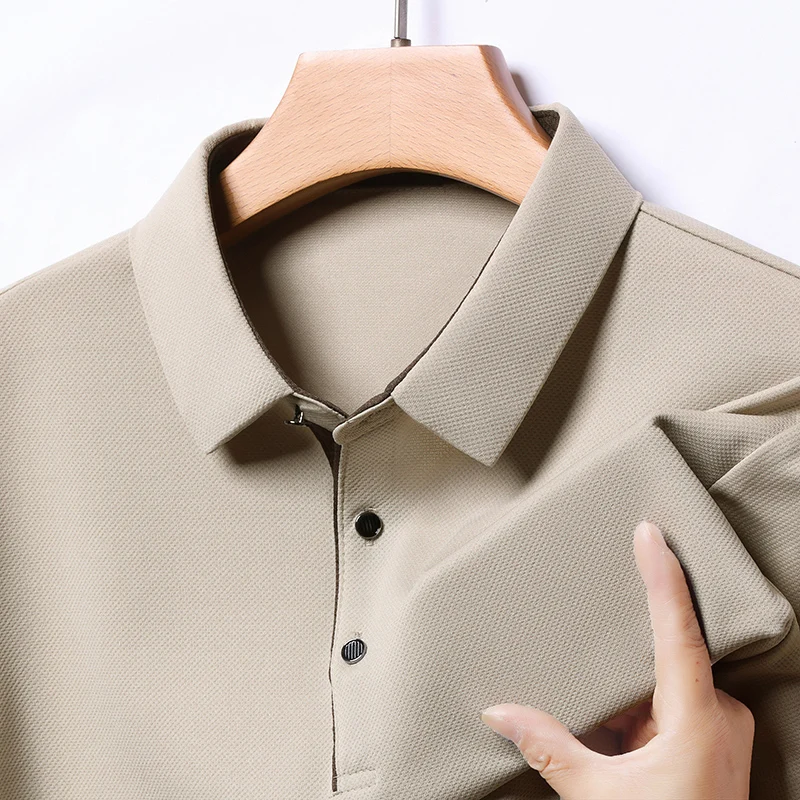 

New Long Sleeved T-shirt for Men with Pockets, Dad's Outfit for Spring and Autumn Plus Size Casual Polo Shirt