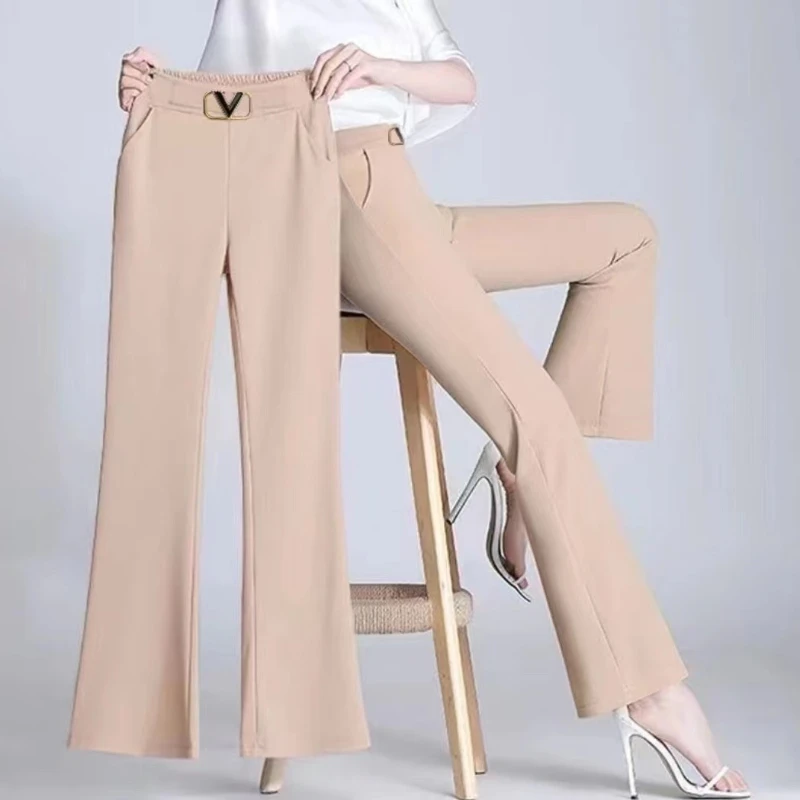 Pantalon Vintage à Taille Haute avec Poches artificiel astiques et Rivets pour Femme, Vêtement de Printemps et d'Automne à la Mode