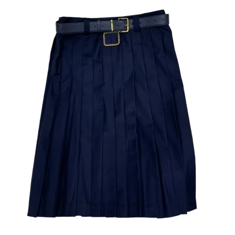 Mini jupe bleu foncé pour femmes, vêtements avec lettres brodées, streetwear printemps été, fermeture éclair à la taille avec ceinture, 24 synchronisation, nouveau, Uj244945