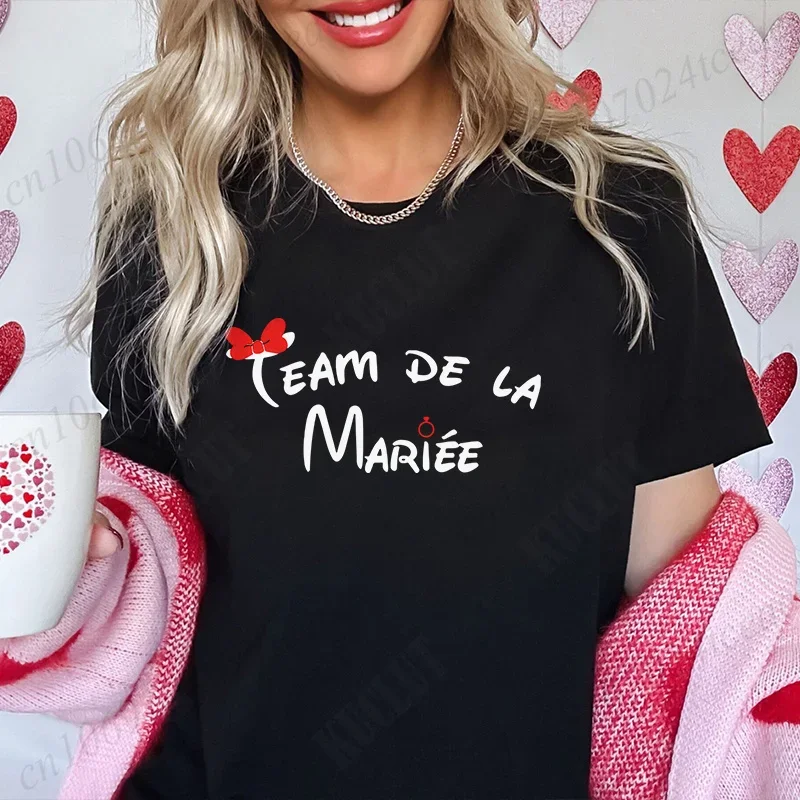 Wieczór panieński wieczór panieński Evjf Future Team Bride T-Shirt francuskie kobiety koszulki z krótkim rękawem graficzne topy wieczór panieński ubrania ślubne