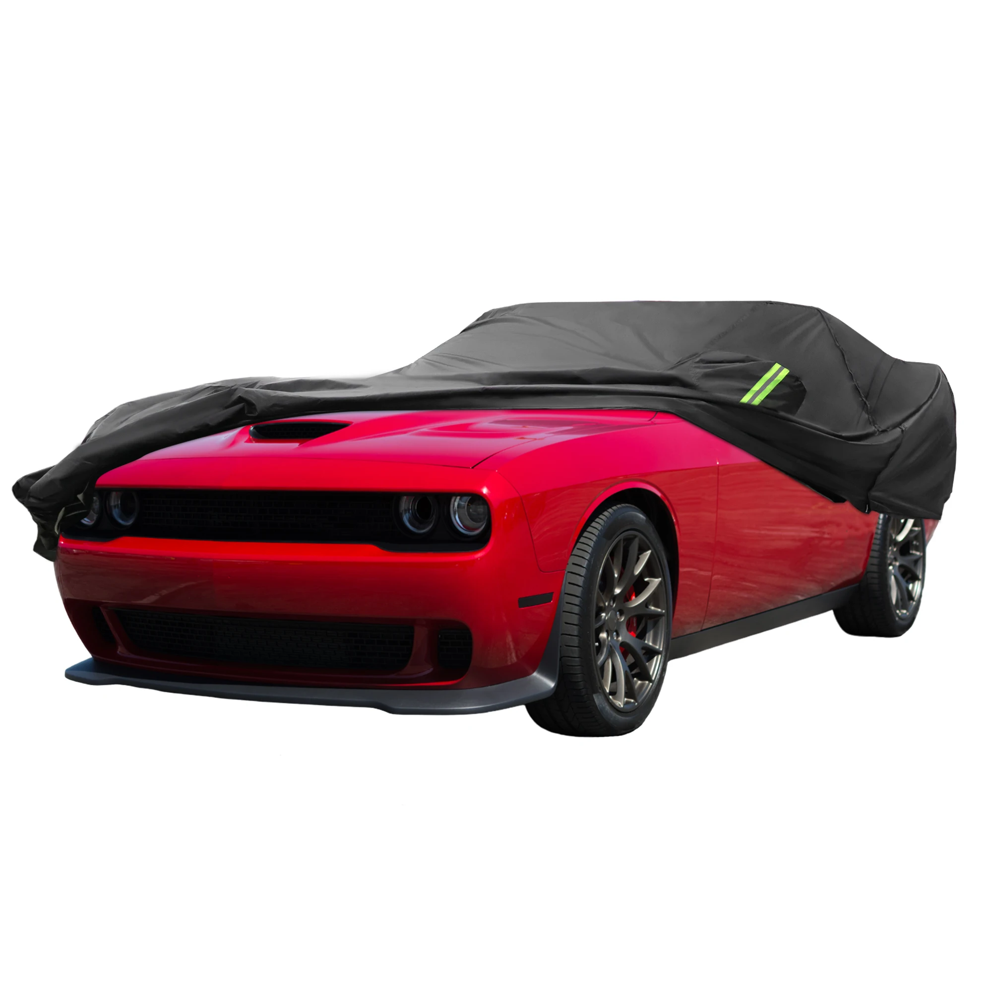 Motoforti Waterproof Auto Car Cover for Dodge Challenger 2008-2023 with Zipper Black