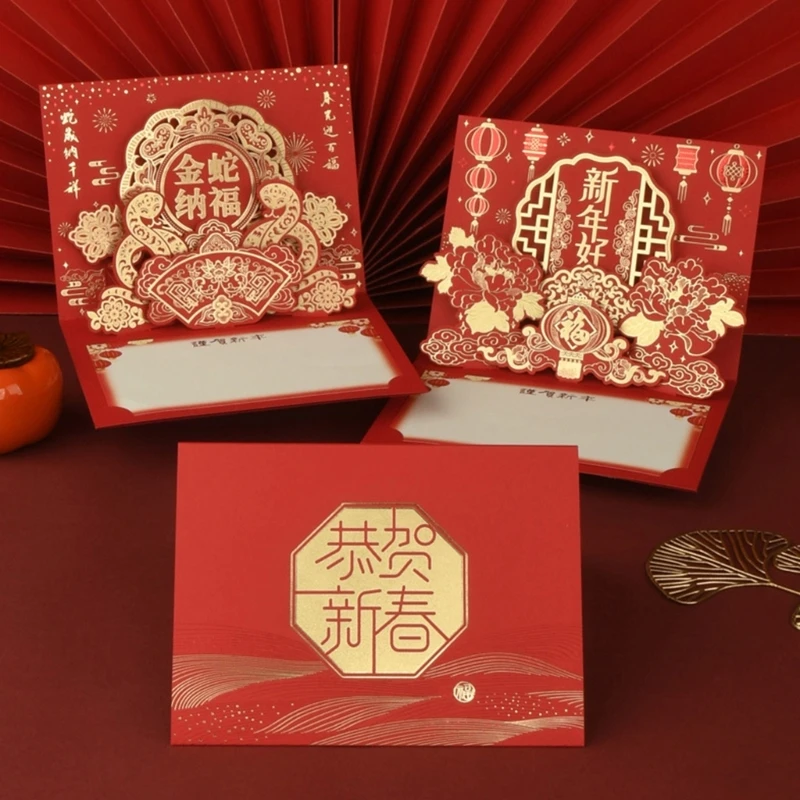 3D Popup Greeting Card for 2025 Chinese New Year Unique Year Of The Snake Gifts for Adults Kids