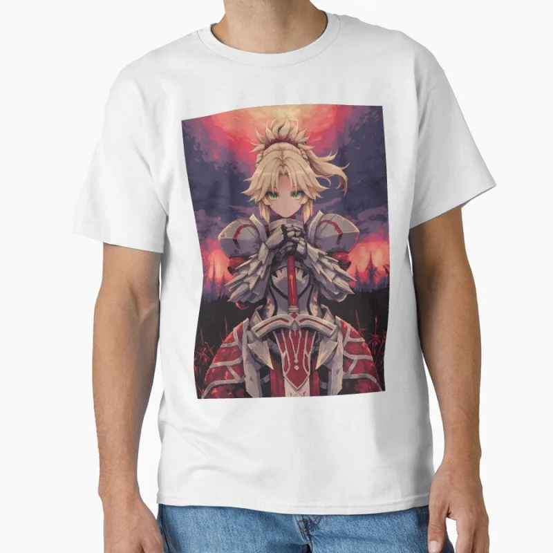 Manga Gift Mordred Pixel Art fate zero video game Cute  Anime girl  t shirt  for men 100% cotton print Large size tops S-6XL