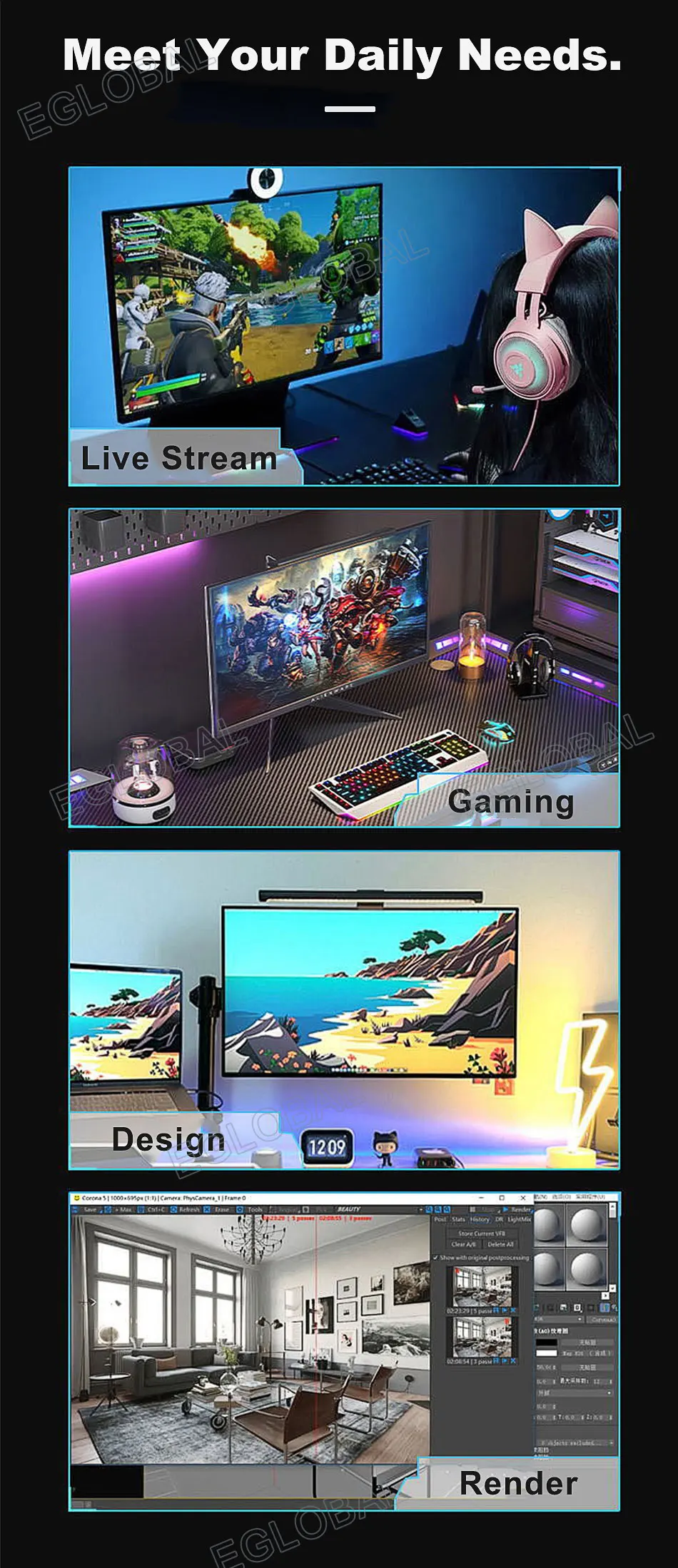 Super Fast Smooth Mini PC Gamer Ultra7 165H 32GB DDR5 512GB SSD WiFi6 Windows 11 Linux Ubuntu Thunderbolt 4 Type-C 4USB RJ45 Lan