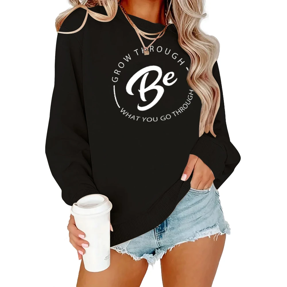 

Simple letters printed women's hoodie Hip hop crew neck hoodie oversized wool pullover fashion casual women's sportswear