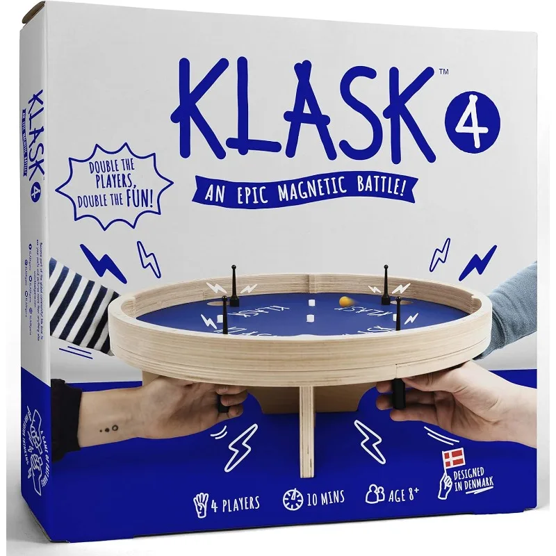 

KLASK 4: The 4 Player Magnetic Party Game of Skill - for Kids and Adults of All Ages That’s Half Foosball, Half Air Hockey