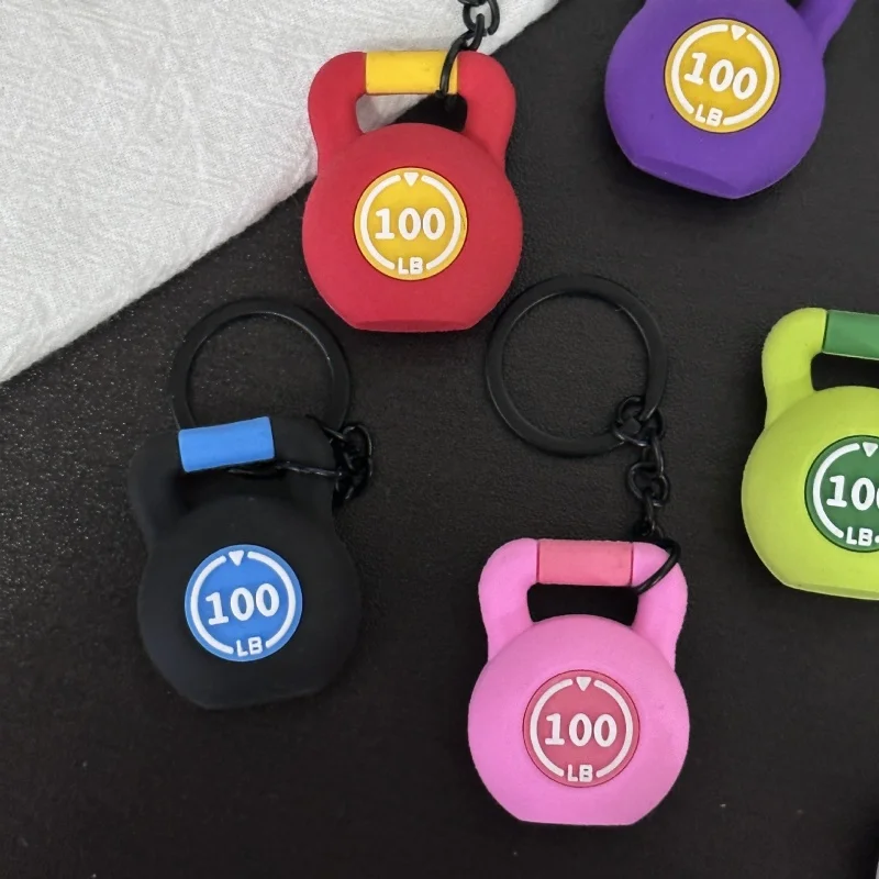 New Mini Kettlebell Keychain Gift,Motivational Silicone Keychain,Gym Lover,Weightlifting Accessory Sports Bags Pendants