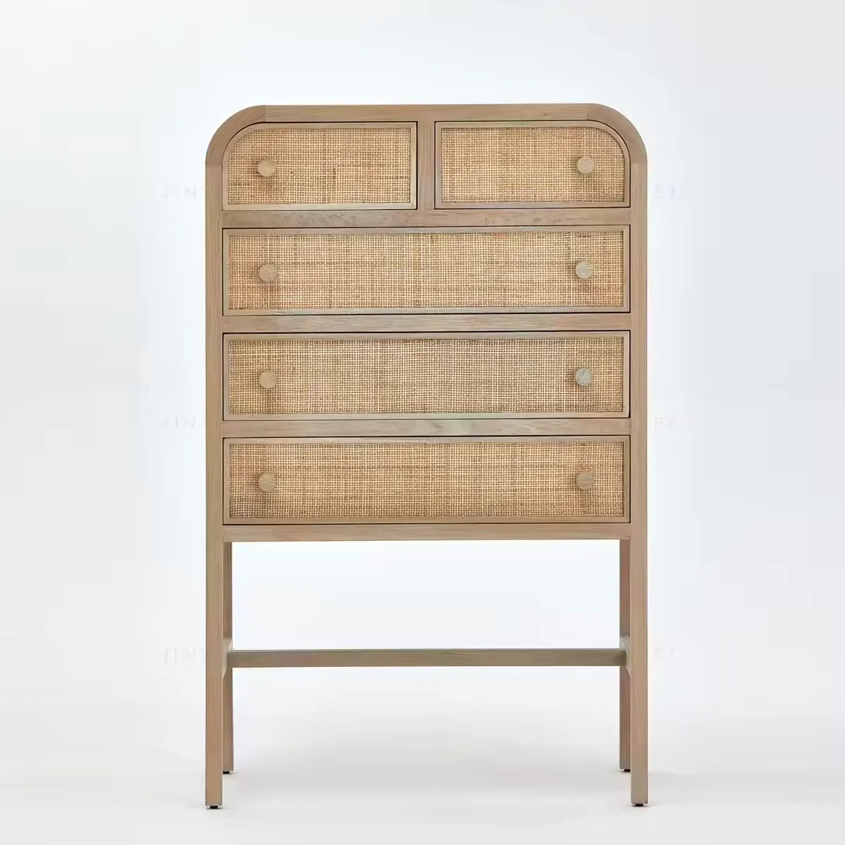 Nordic Wood Sideboard Storage Cabinet Natural Oak Birch Rattan Drawers Organic Accent Home Furniture