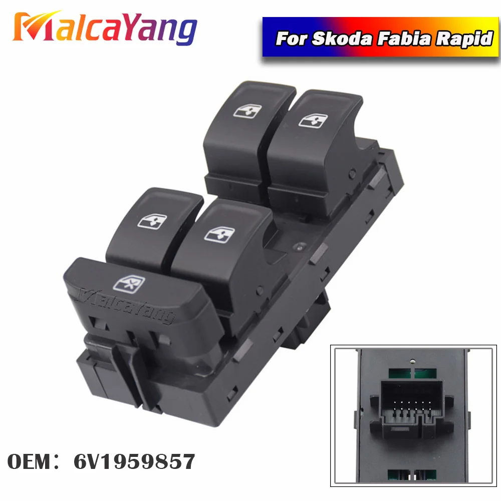 

6V1959857 для Skoda Fabia Rapid 2013 2015 переключатель управления стеклоподъемником водителя 12 контактов 5JA959855 6V1959857A