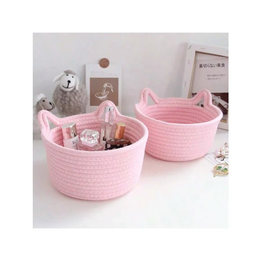 

Handmade Woven Cat-Shaped Storage Basket Desktop/Bedside Organizer Basket Living Room/Bedroom Storage Bin