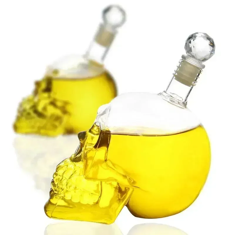 

350-1000ml Creative Skull Glass Wine Bottle Whisky Wine Crystal Cup Transparent Drinking Drinkware Personality Bar Set Tool Gift