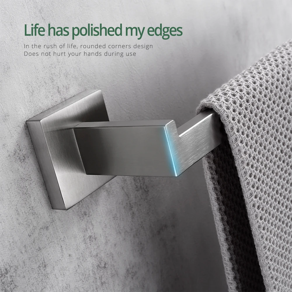 Brushed Nickel Towel Rack Bathroom Hardware Set Towel Holder Hanger Stainless Steel Towel Rails Nails Wall Mounted Rustproofed