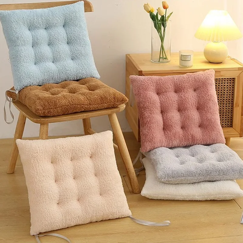 Thickened Shaggy Chair Seat Cushion Anti-Slip Plush Seat Cushion Household Dining Chair Seat Cushion Office Chair Pad