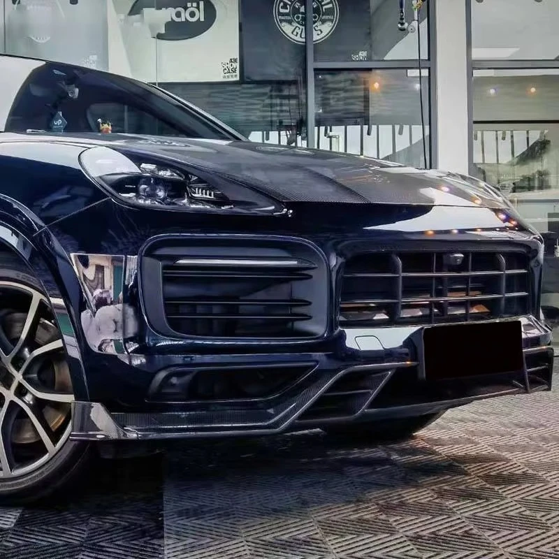 Manufactory New Dry Carbon Fiber Bodykit Front Bumper Diffuser Lip Spoiler Splitter for Porsche Cayenne Coupe 2018-2023 2