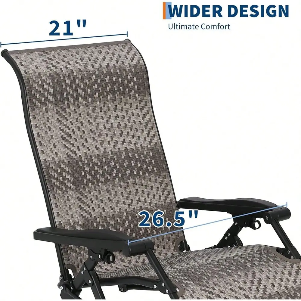 

Outdoor Recliner Chair Portable Folding Lounge Chair With Woven Rattan Breathable Fabric Wider 21 Back Lawn Chair 330 Lb Capaci