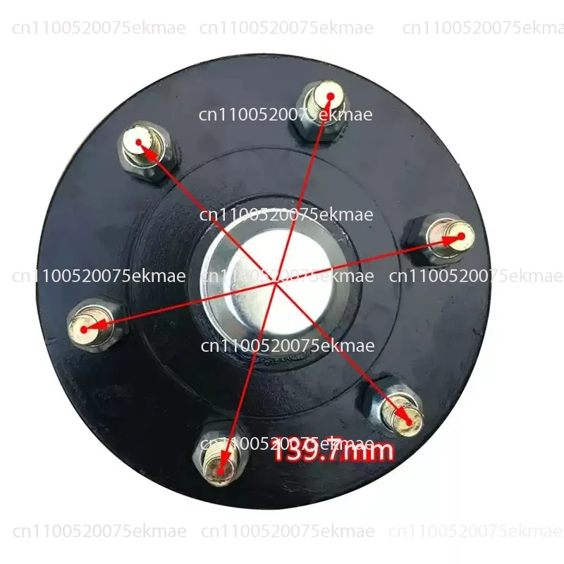 Straight Trailer Half Axle With Hub, 6‑139.7mm Hole Spacing, 1.5 Ton Load‑Bearing Capacity