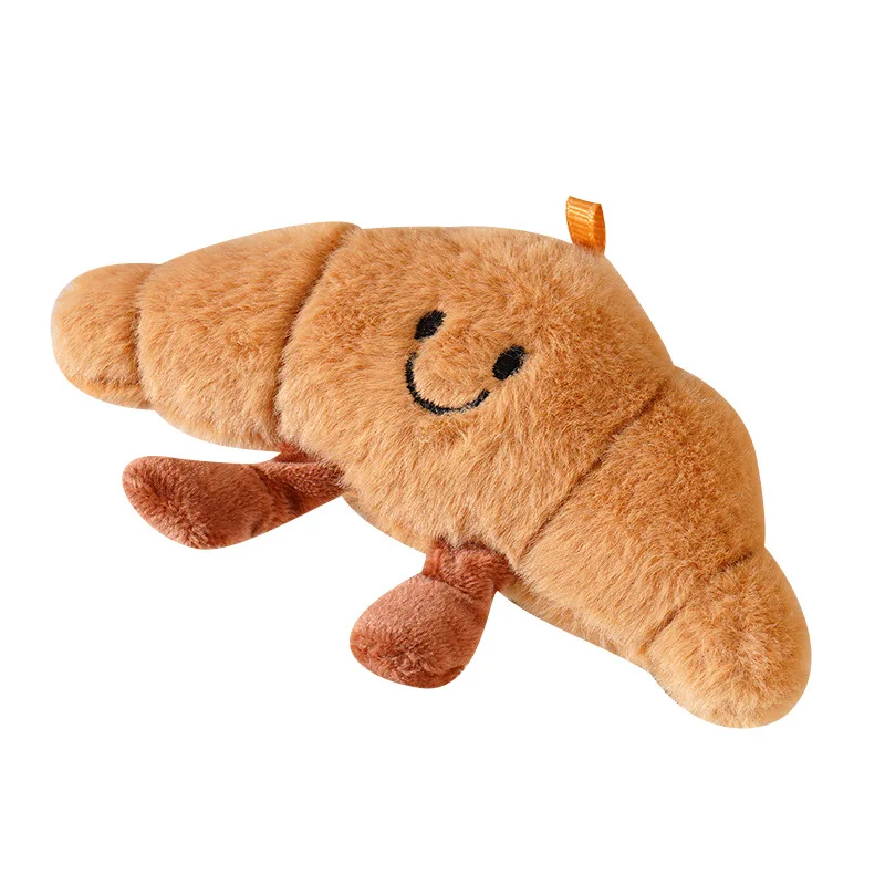 Porte-clés en peluche baguette française et croissant, série alimentaire, poupée, jouet de dessert, pain, voiture, ornement suspendu