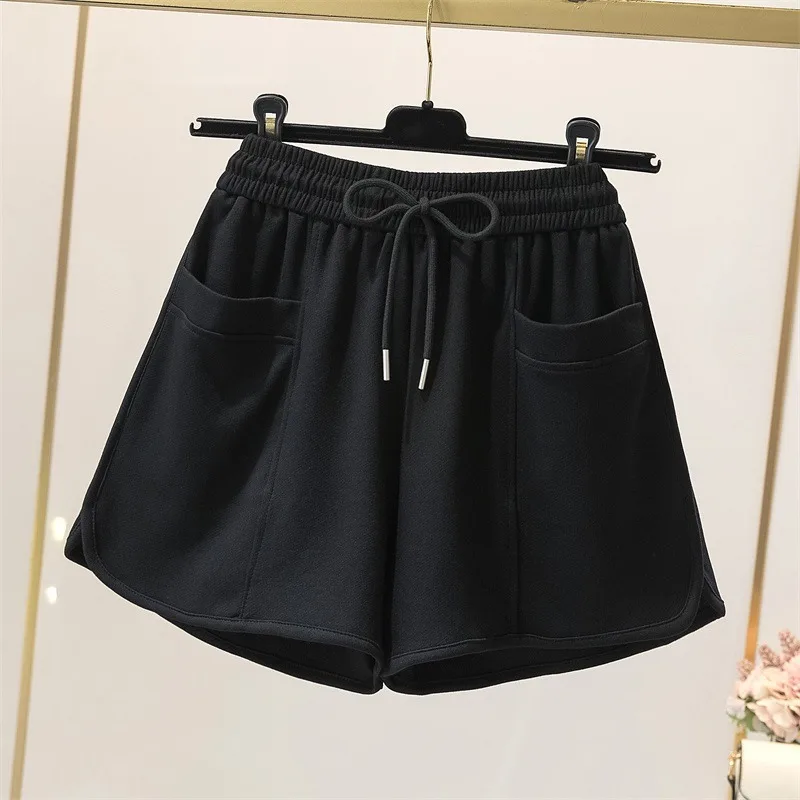 

Sports Shorts Women Shorts Homewear Bottoms Pants Pockets Elastic Waist Casual High Waisted Baggy Gym Shorts Solid Color V130