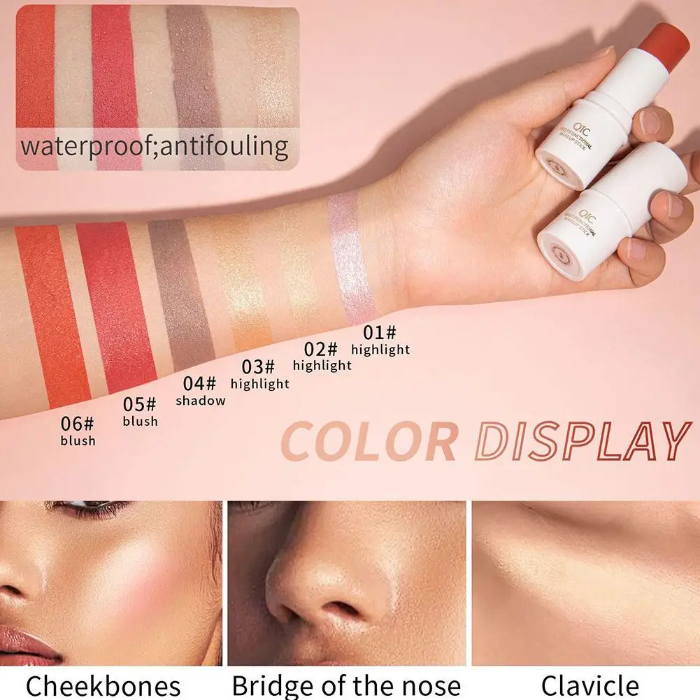 Make-Up Gezicht Contouren Bronzer Stick Multifunctionele Blush Make-Up Poeder Crème Markeerstift Concealer Pen Rouge Verhelderende I 5X0