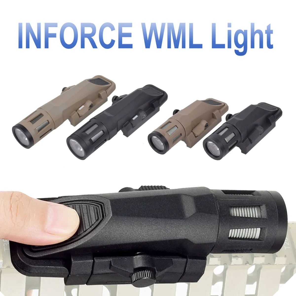 

Tactical INFORCE WML Flashlight Long Short Hunting Weapon LED Light Strobe Airsoft Rifle Constant Momentary for 20mm Rail