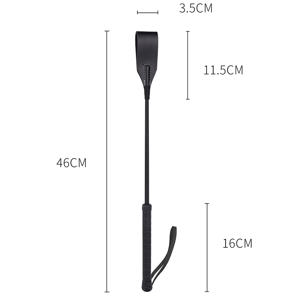 Frusta per cavalli in vera pelle nera da 46CM, frusta per Flogger equestre da equitazione per l'allenamento del cavallo