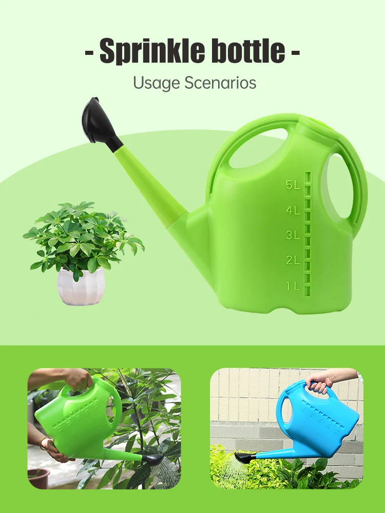 

Large Capacity 5L Watering Can Long Spout Portable Manual Irrigation Spray Bottle Thickening Plant Watering Pot Gardening Tools