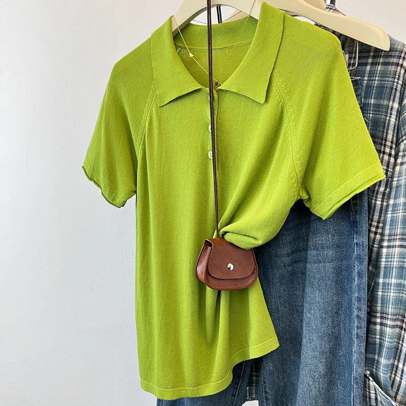 여성 니트 스웨터 풀오버 신상 긴팔 턴다운 칼라 니트 스웨터 풀오버 여성 상의 스웨터 Q2632