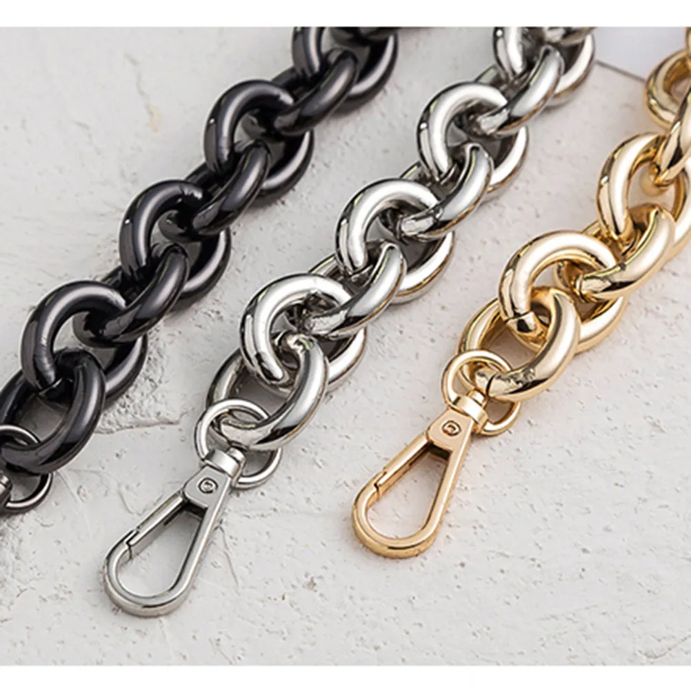2pcs 30Cm Replacement Iron Chain Handbag Handle Strap Diy Bag Accessories For Purse Luggage Suitcase Black