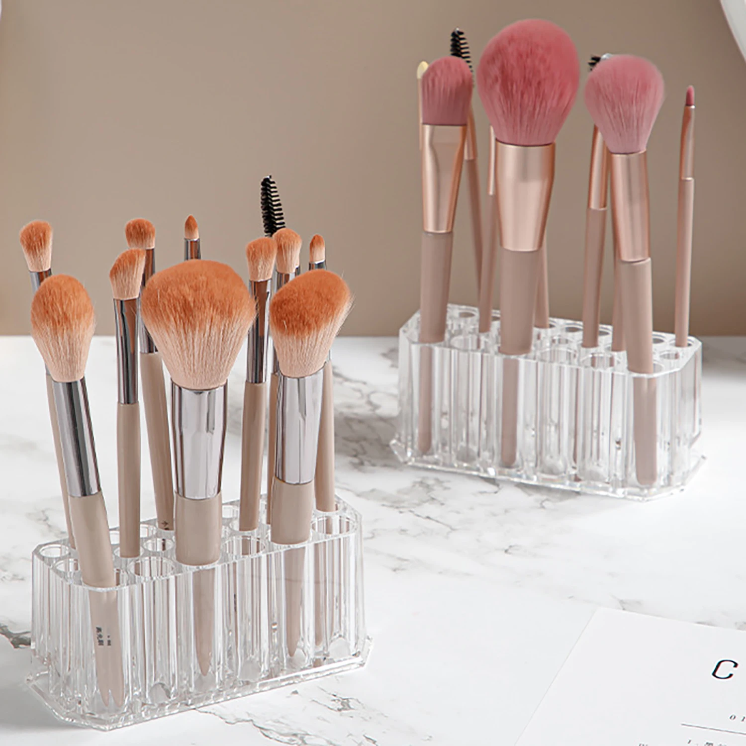 透明アクリル化粧ブラシ収納ラックオーガナイザー、26穴ネイルアートブラシアイライナーマニキュア収納ボックスディスプレイラック